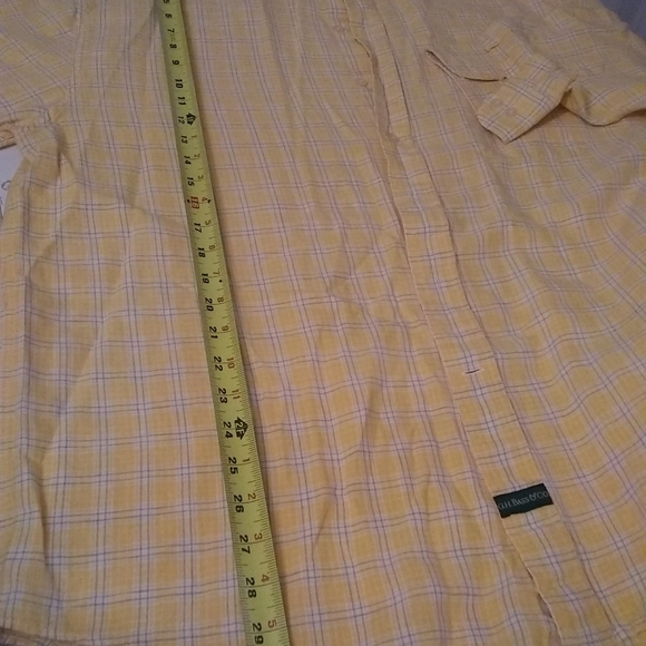 G H BASS & CO Men's Shirt Plaid Yellow White Size L/50 - Picture 6 of 7